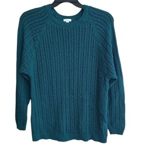 J Jill Open Knit Teal Sweater Size M Tall